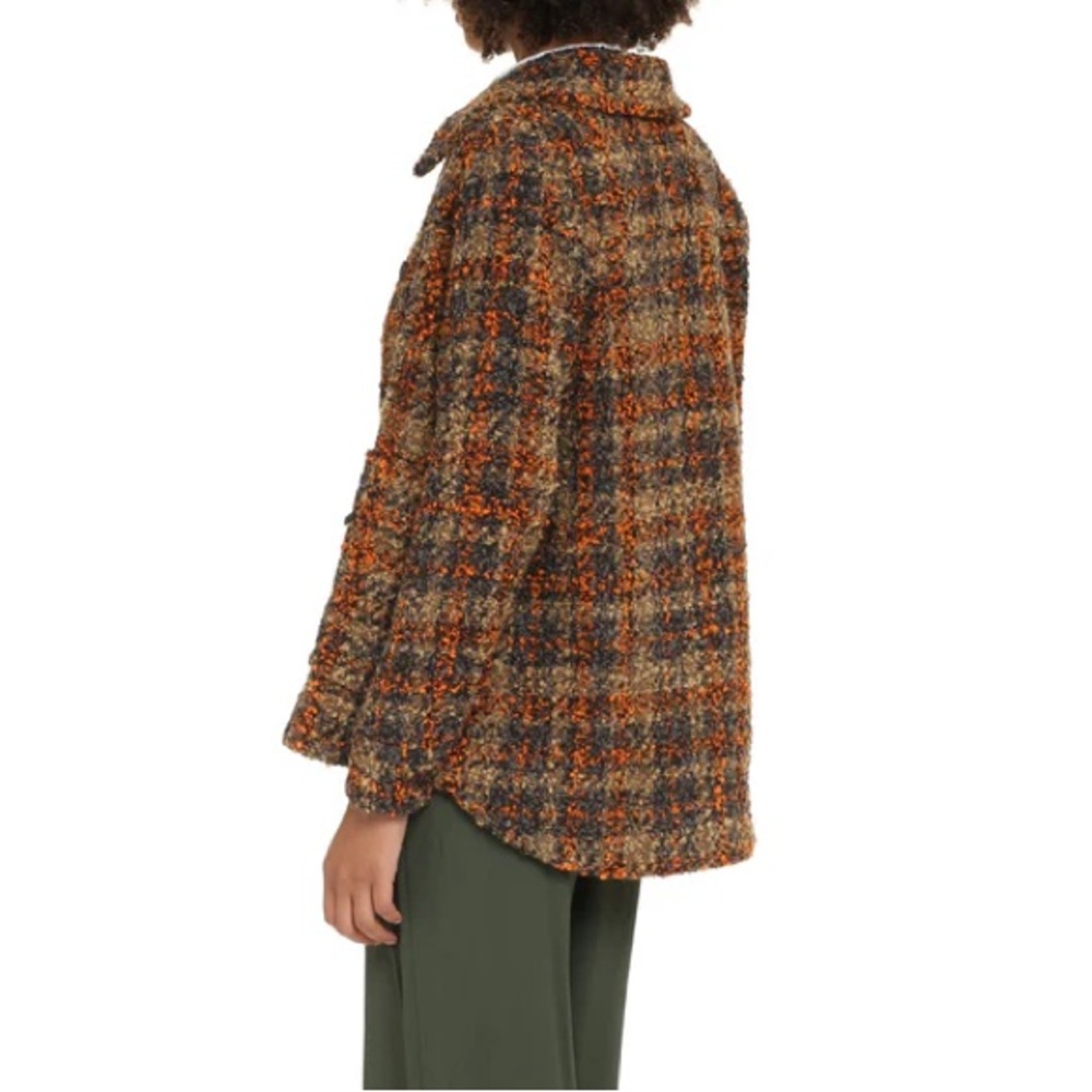 RODEBJER BROWN ORANGE GRAY PLAID COLLARED BUTTON UP BOEL BOUCLE TWEED JACKET - Picture 16 of 17